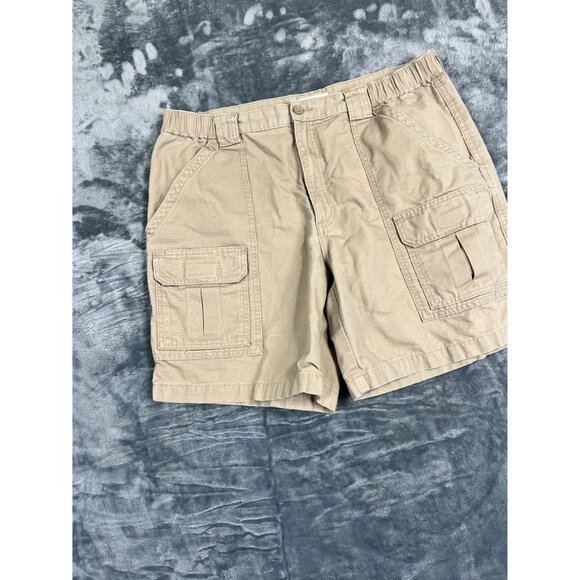 Savane Mens Beige Cargo Shorts Size 36 Elastic Waist 100% Cotton Casual - Picture 6 of 9